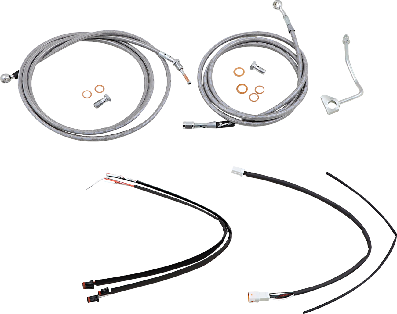 Burly Brand Complete Stainless Braided Handlebar Cable/Brake Line Kit - 16" Ape Hangers - '17-'20 Touring