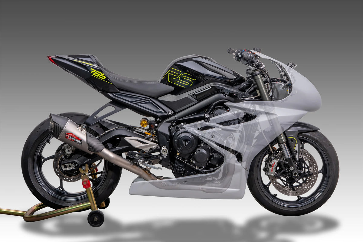 Yoshimura Street Triple 765 23-26 RACE AT2 Titanium Full Exhaust, W/ Titanium Muffler