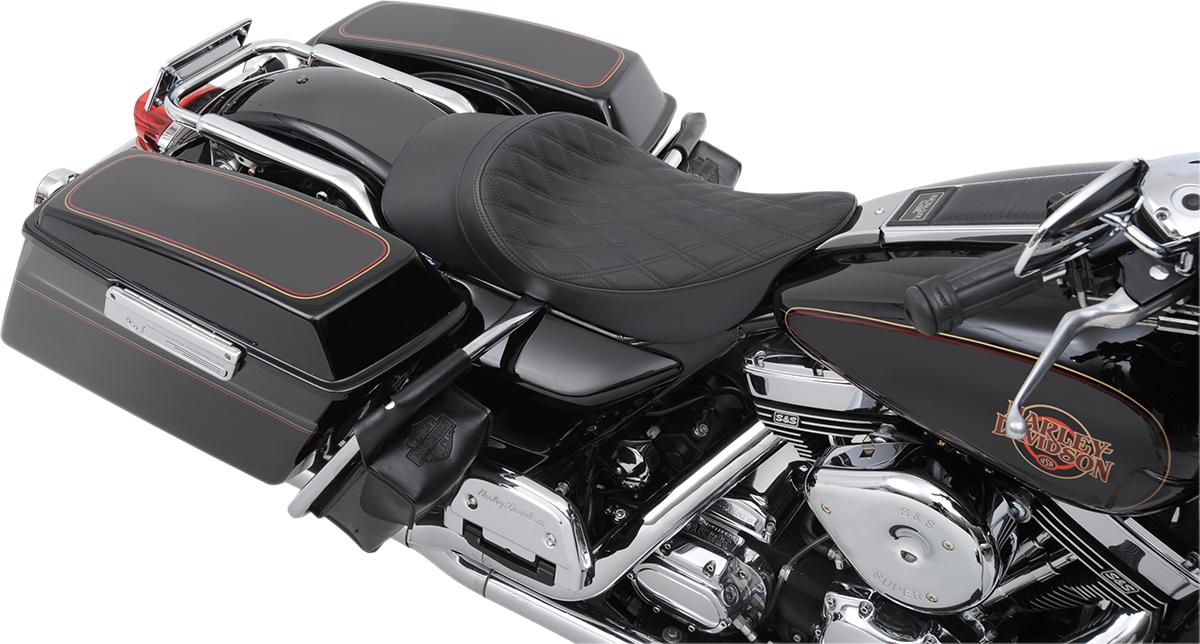 Drag Specialties Seats Low Profile Solo Seat - Forward - Double Diamond - FL '99-'07