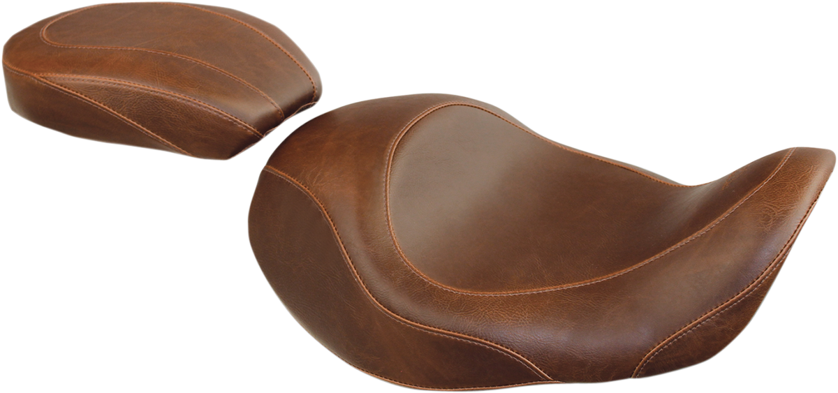 Mustang Forward Wide Tripper Solo Seat - Plain - Brown - Dyna '06-'17