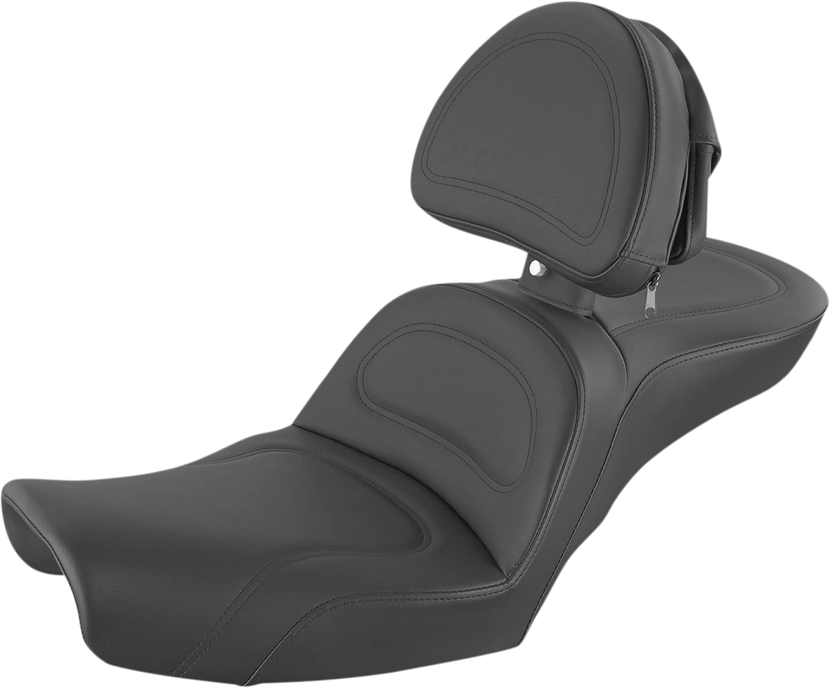 Saddlemen Explorer Seat - With Backrest - Stitched - Black - Dyna