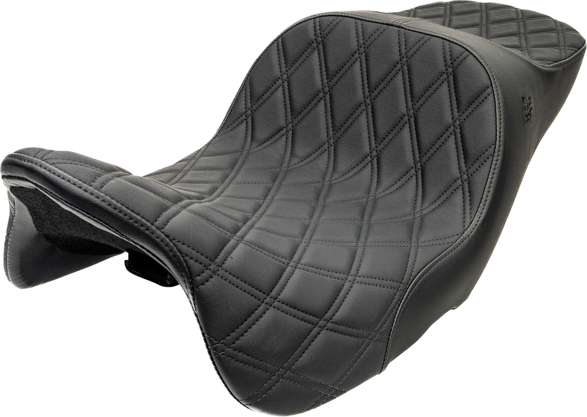 Slyfox Chariot Seat - Black Double Diamond Stitch - Black Logo - FLH/FLT '23.5-'26