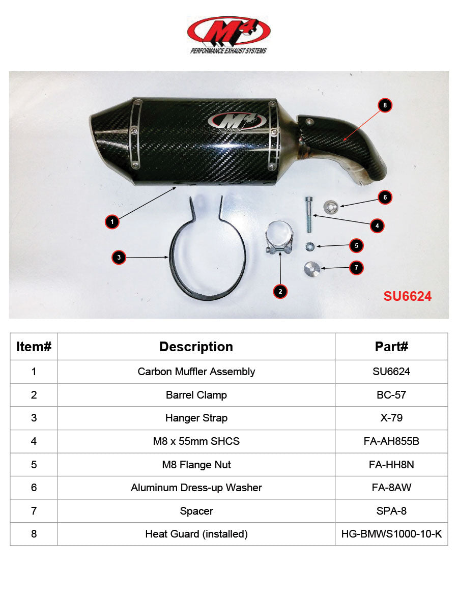 M4 Exhaust SU6624 Component Key