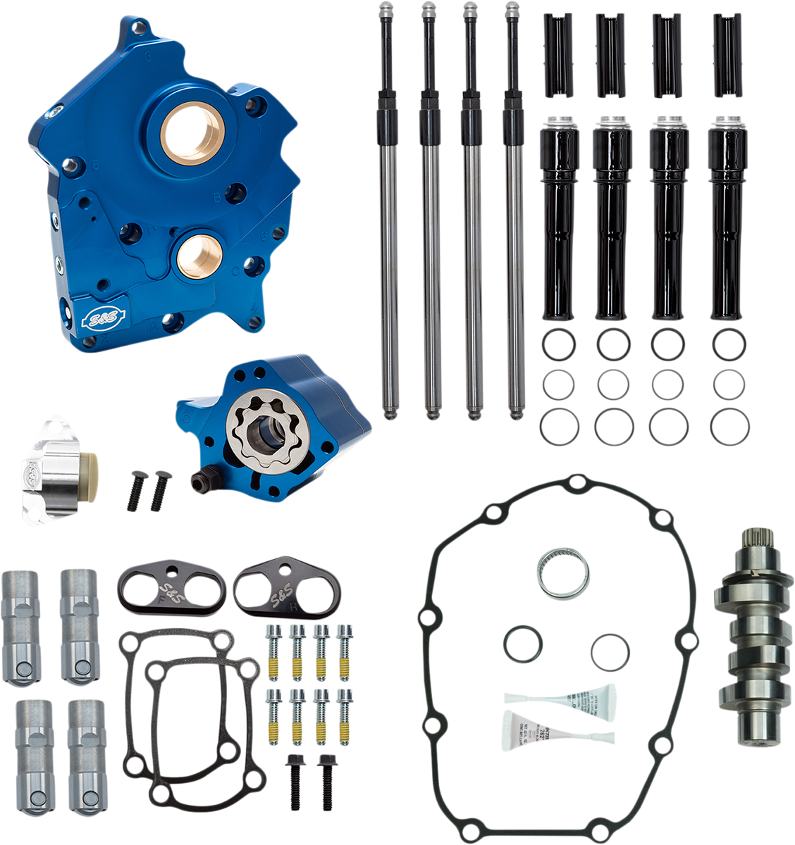 S&S Cycle Cam Chest Kit - Oil Cooled - Chain Drive - 465 Cam - Black Pushrod Tubes - M8
