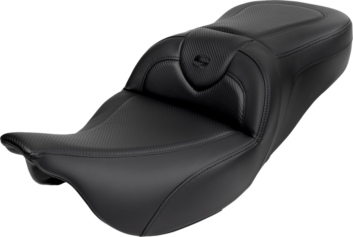 Saddlemen Roadsofa™ Seat - With Backrest - Carbon Fiber - Black Stitch - FL '08-'19