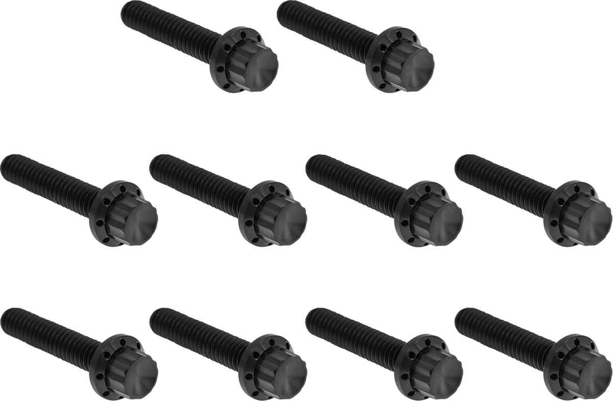 Arlen NESS Bolt Kit - Cam Cover/Point Cover - Titanium - 12-Point - Black