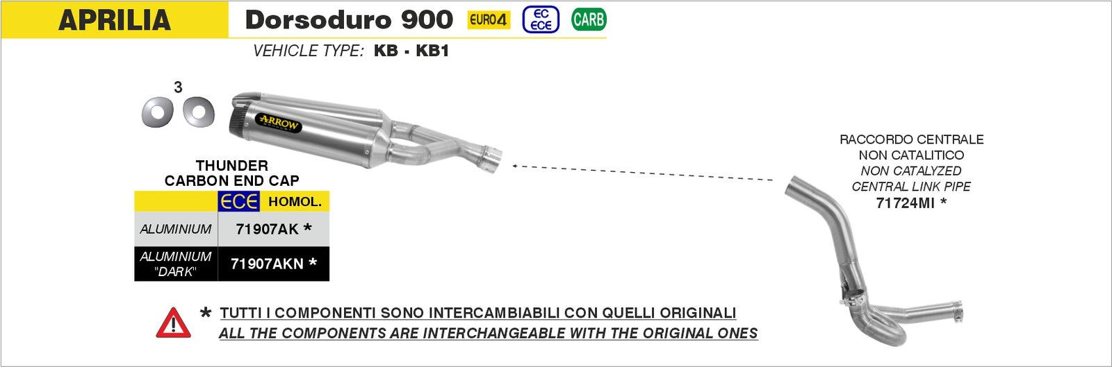 Arrow 71907AK Aluminium Thunder Slip Ons (Right And Left) With Carbon End Cap