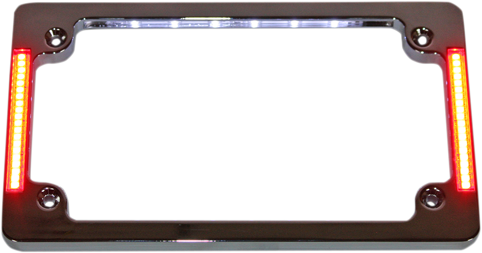 Custom Dynamics License Plate Frame With LED - Flat - Chrome