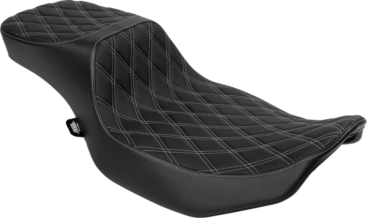 Drag Specialties Seats Performance Predator 2-Up Seat - Extended Reach - Vinyl - Silver Double Diamond Stitch