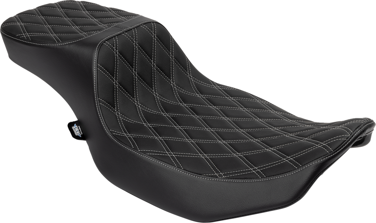 Drag Specialties Seats Performance Predator 2-Up Seat - Extended Reach - Vinyl - Silver Double Diamond Stitch