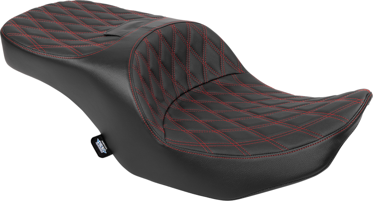 Drag Specialties Seats Freedom Seat - Black - Vinyl - Red Double Diamond Stitch - FLT/FLH '23-'25