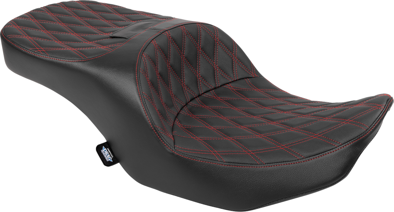 Drag Specialties Seats Forward Position Freedom Seat - Vinyl - Red Double Diamond Stitch - FLH/FLT '23-'25