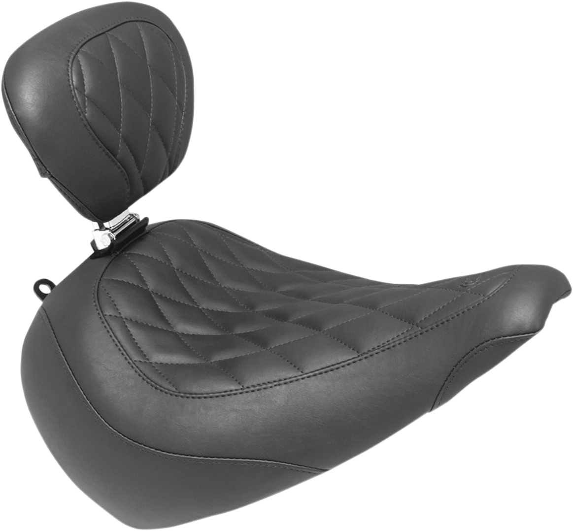 Mustang Wide Tripper™ Seat - With Driver's Backrest - Diamond Stitching