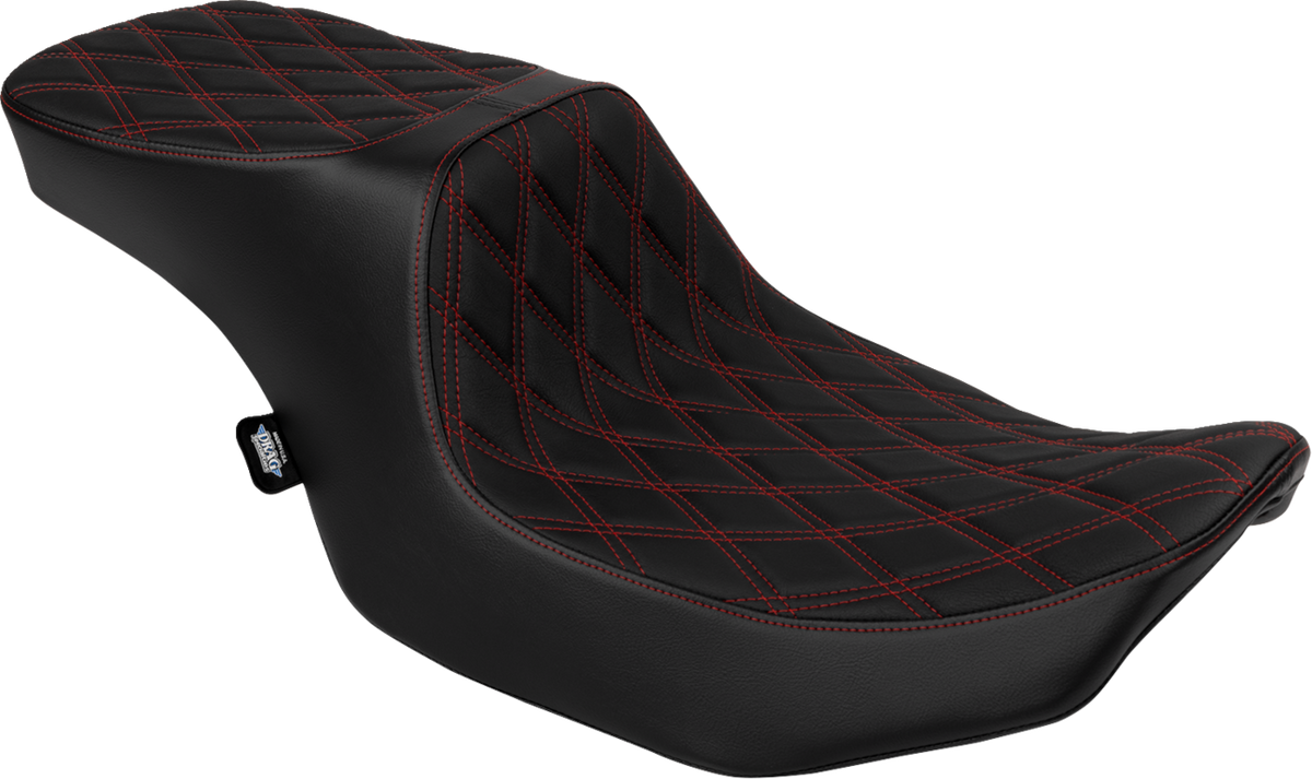 Drag Specialties Seats Predator 2-Up Seat - Vinyl - Double Diamond Red Stitch - W/O Backrest - FLT/FLH '23-'24