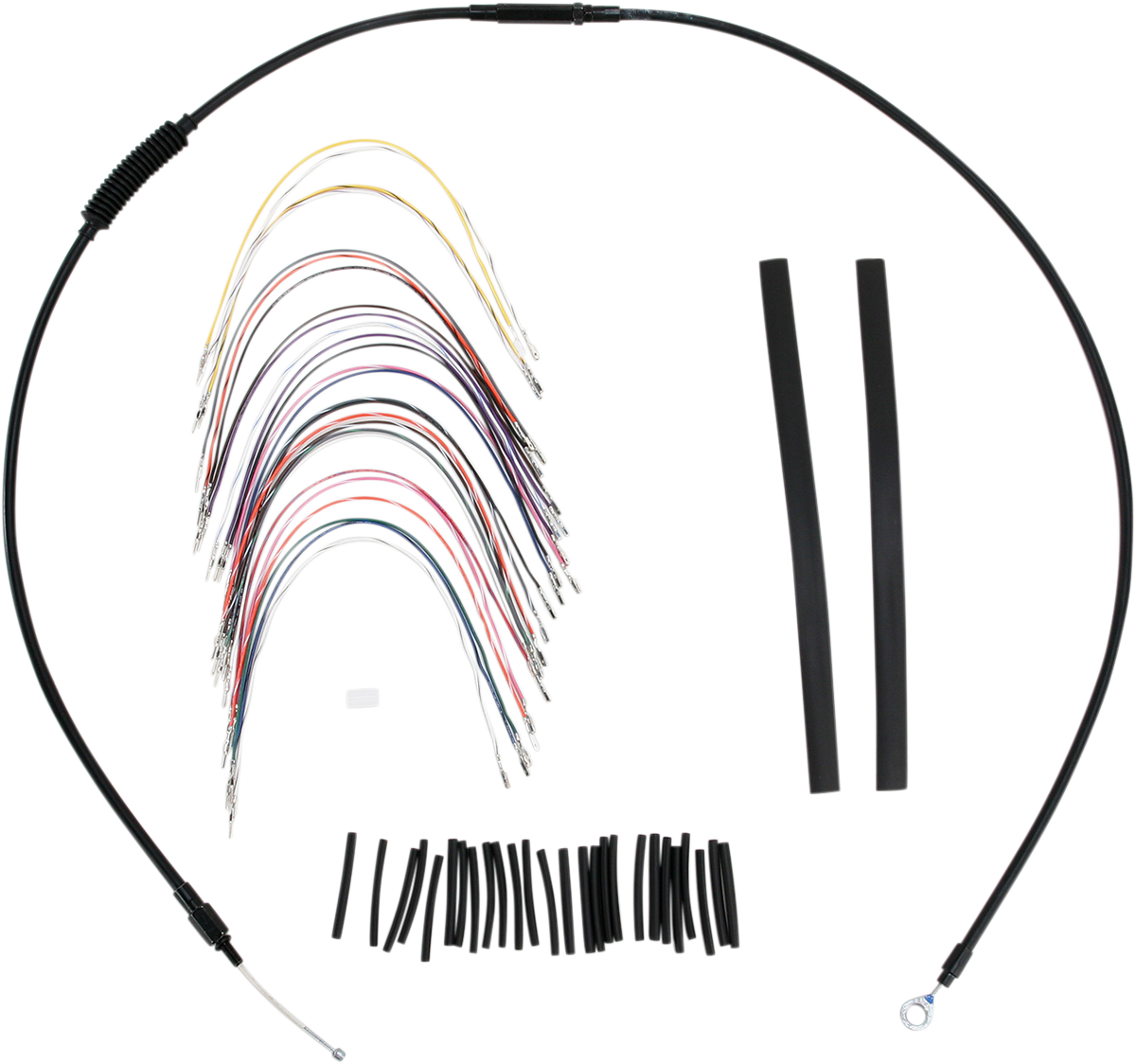 Burly Brand Complete Black Vinyl Handlebar Cable/Line Kit For Ape Hangers - 13" - ABS - '08-'13 FLH