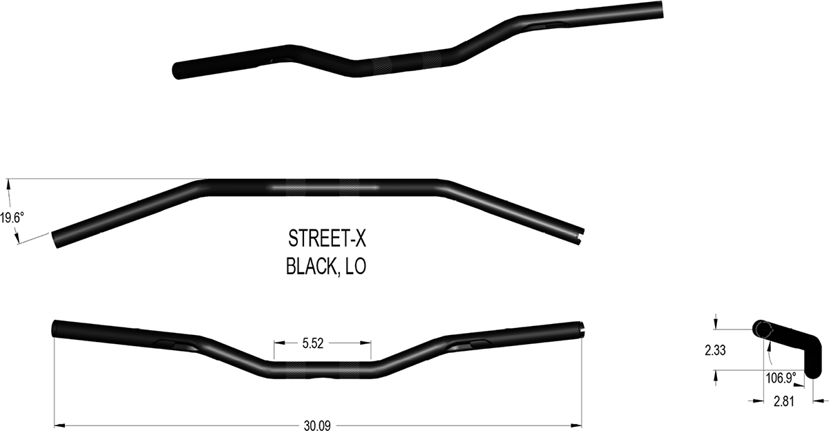Khrome Werks Street-X Handlebars - Low Bend - Black
