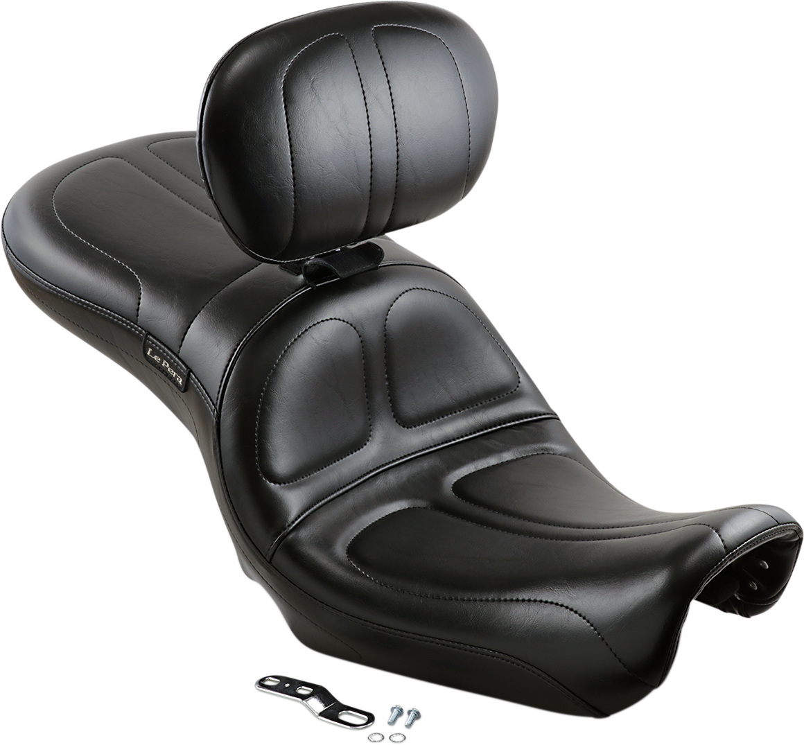 Le Pera Maverick Seat - With Backrest - Stitched - Black - FLD/FXD '06-'17