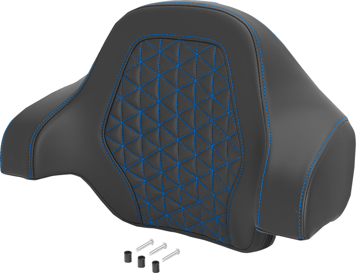Saddlemen Deluxe Tour Pack Sissy Bar Pad - Black / Blue / Blue Stitching / Gripper