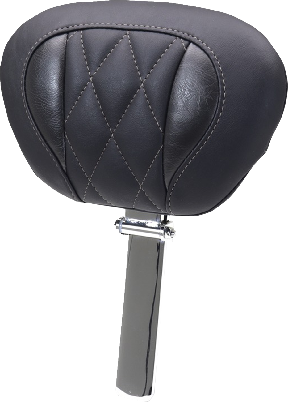 Mustang Deluxe Driver Backrest - Diamond - Gunmetal Stitching - FLT/FLH '23-'25
