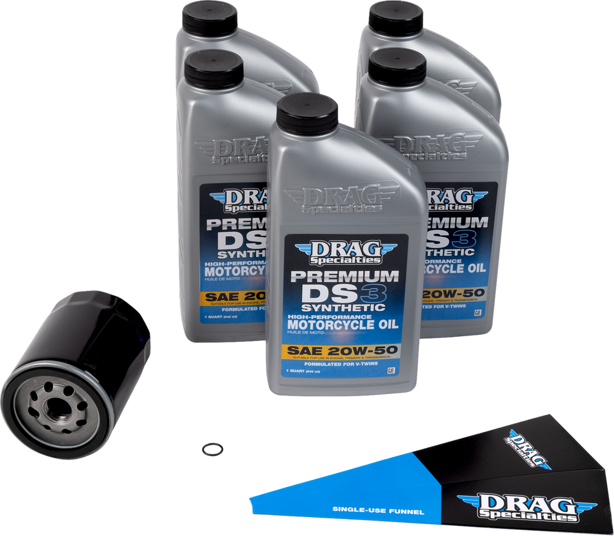 Drag Specialties Oil Full Synthetic Oil Change Kit - 20W50 - M8 - Black Filter