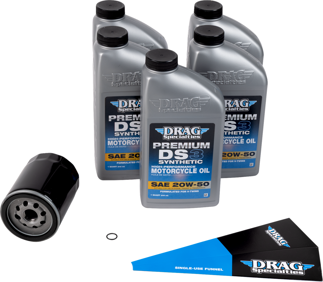 Drag Specialties Oil Full Synthetic Oil Change Kit - 20W50 - M8 - Black Filter