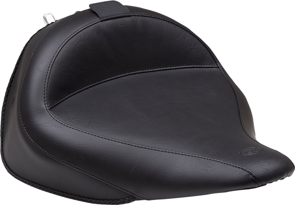 Mustang Wide Solo Seat - With Backrest - Vintage - Black - Smooth - FLSTN '05-'17