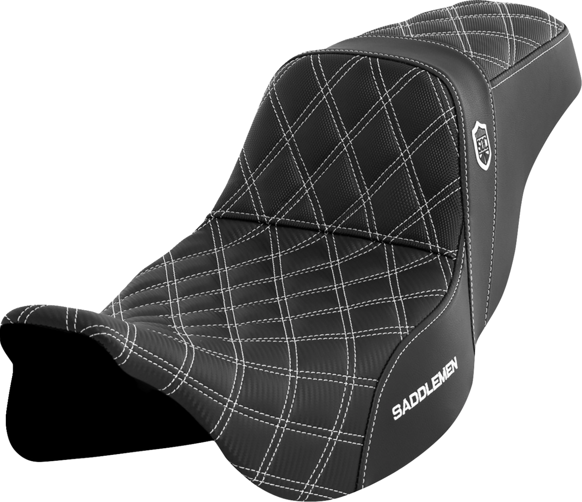 Saddlemen Pro Series SDC Performance Seat - W/O Backrest - White Stitch - FLH/FLT '08-'23