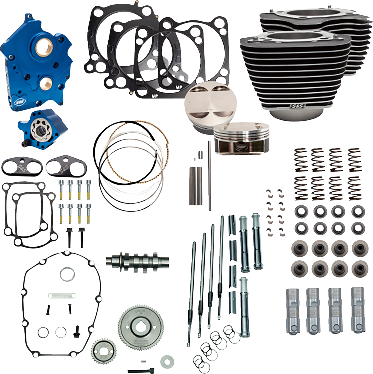S&S Cycle Power Pack - Oil Cooled - 550G - Wrinkle Black W/Highlight - Chrome Pushrod Tubes - M8