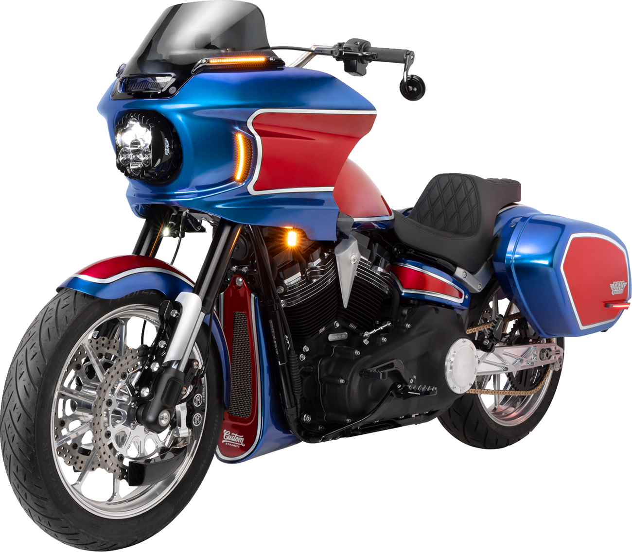 Drag Specialties Seats Predator III 2-Up Seat - Vinyl - Double Diamond - Black Stitching - FL/FX '18-'24