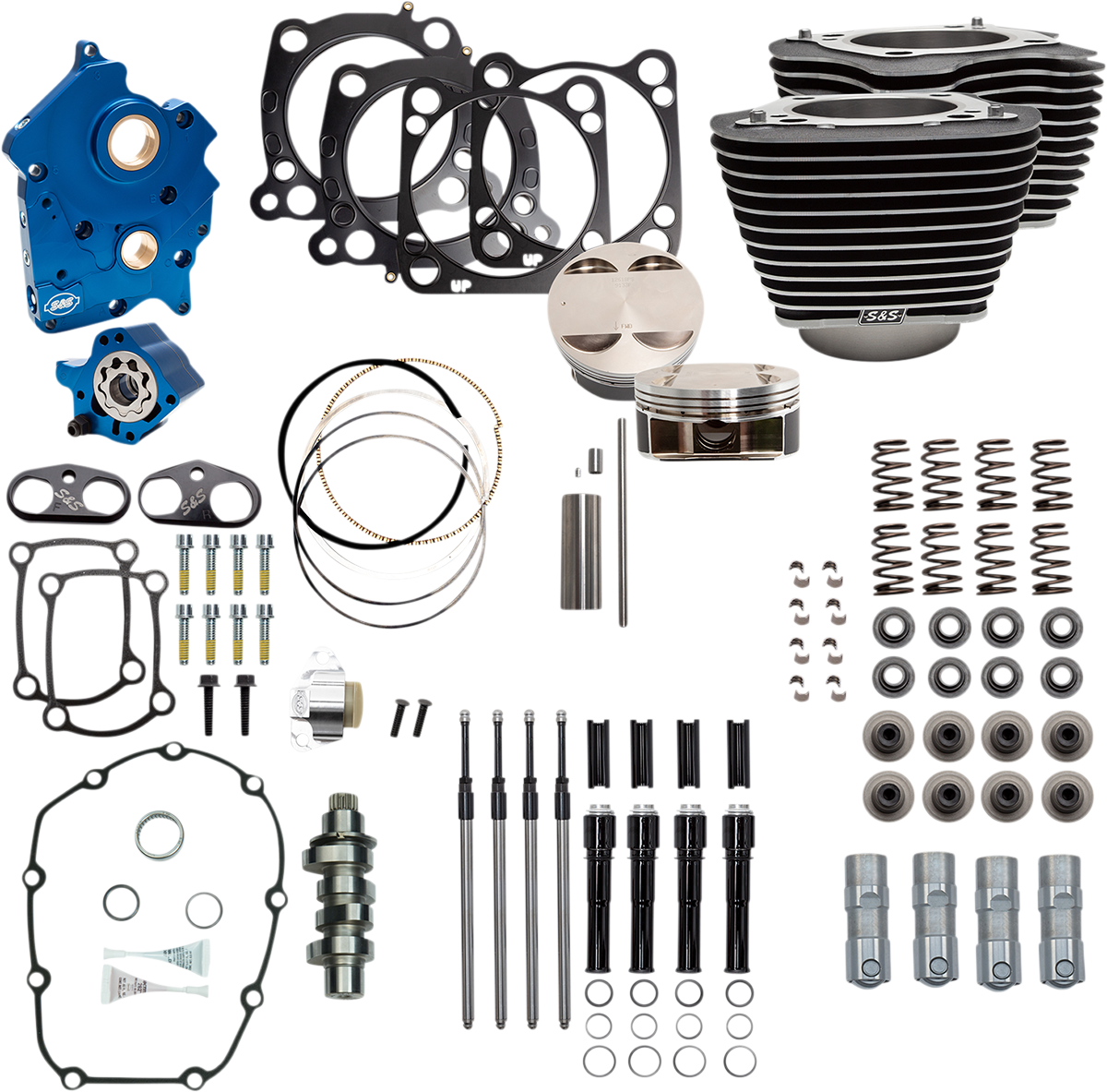 S&S Cycle 124" Power Package - Chain Drive - Highlighted Fins - Black Pushrod Tubes - 107" M8