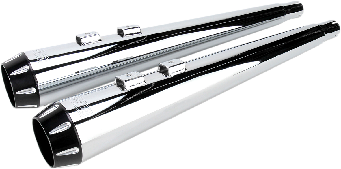 Bassani Xhaust Megaphone Slip-On Mufflers - Chrome/Polished - Tapered - Standard Baffle