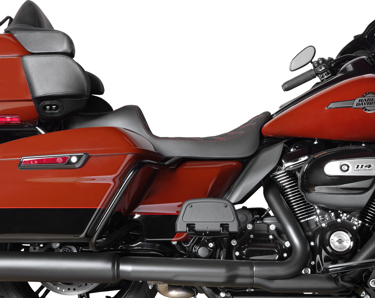 Drag Specialties Seats Predator III Seat - Extended Reach - Double Diamnd - Red Stitching - FLH/FLT '08-'24