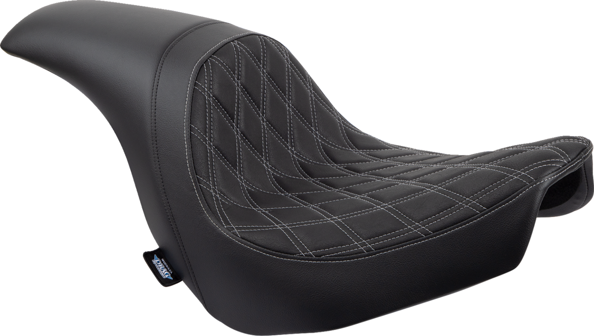 Drag Specialties Seats Predator Seat - Double Diamond W/ Silver Sitching - Vinyl - FLSB/FXLR '18-'23