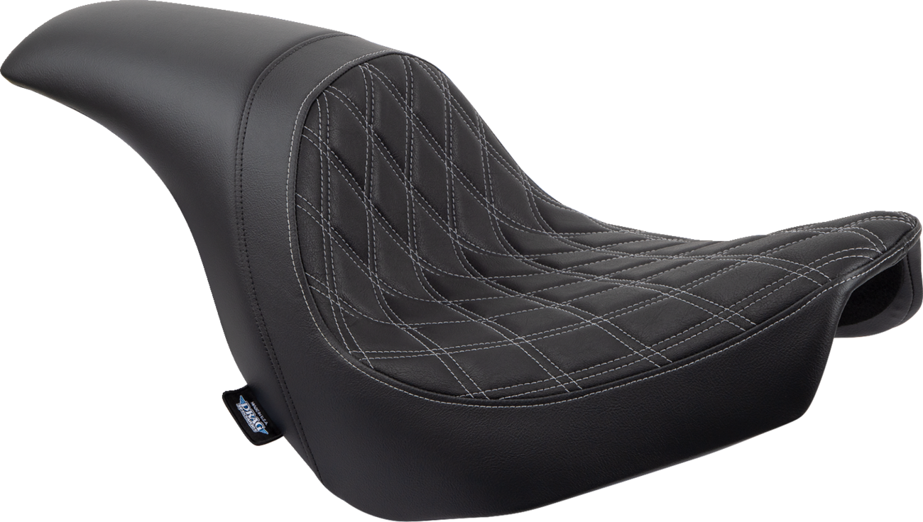 Drag Specialties Seats Predator Seat - Double Diamond W/ Silver Sitching - Vinyl - FLSB/FXLR '18-'23
