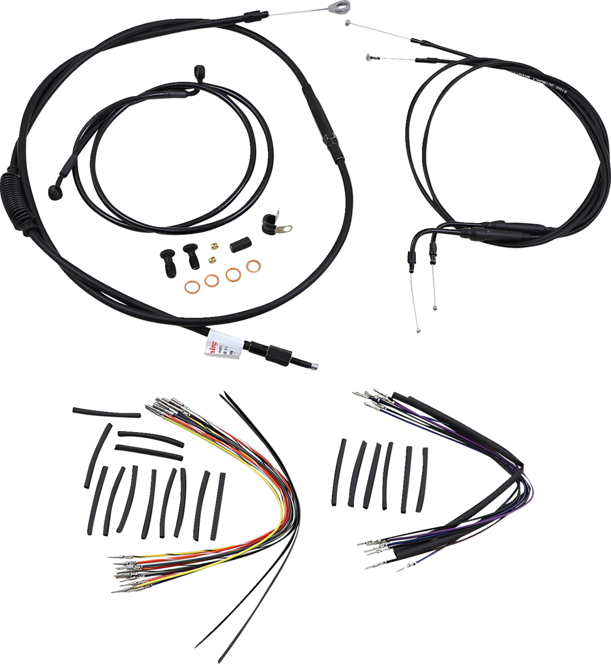 Burly Brand Complete Black Vinyl Handlebar Cable/Line Kit For Ape Hangers - 16" - '00-'06 FLST