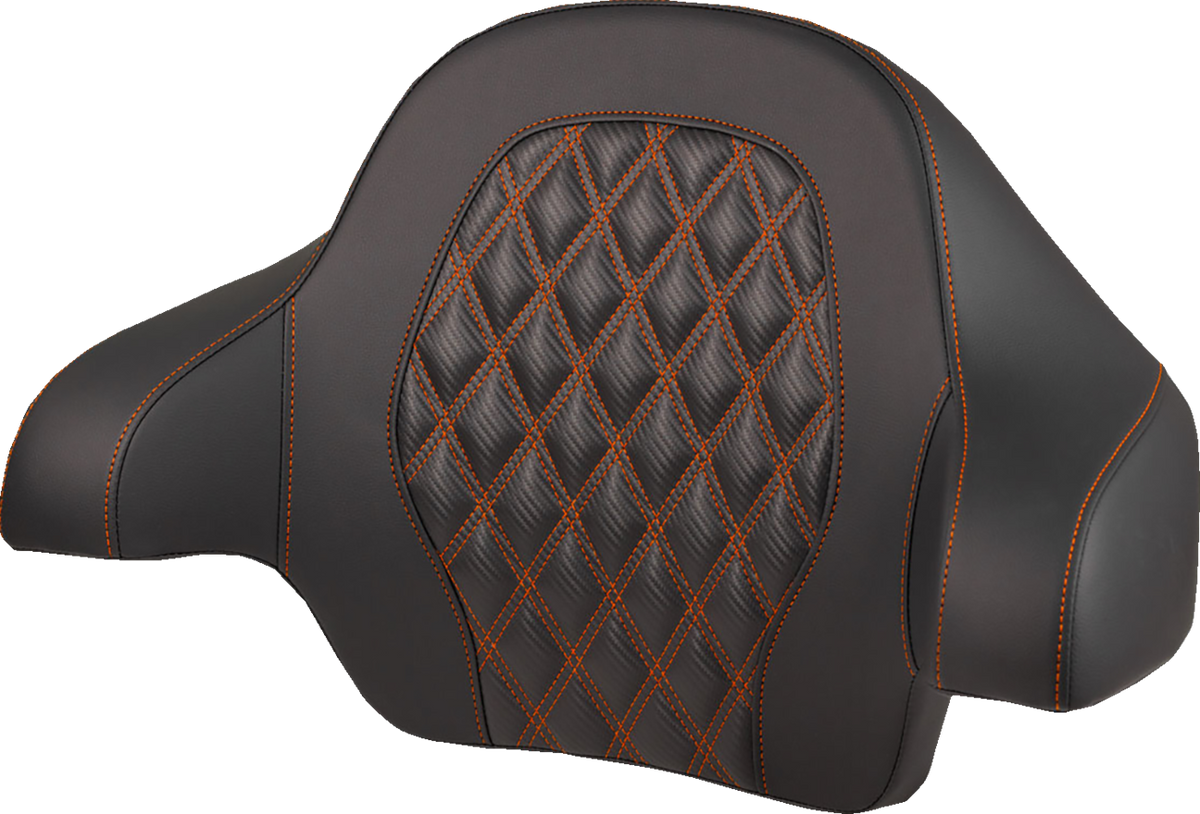 Saddlemen Tour-Pak® Backrest Pad - Lattice Stitch - Orange Stitch - FL '14-'25