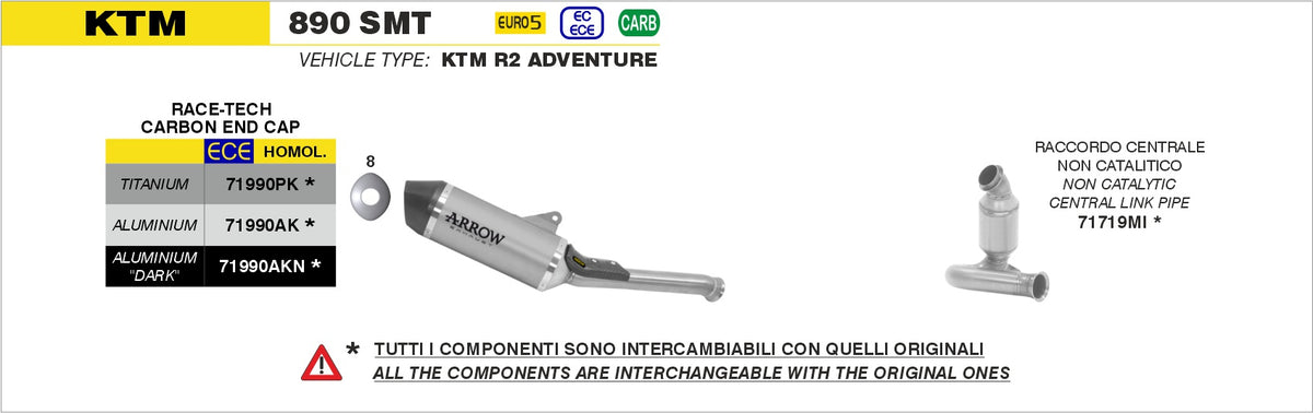 Arrow 71719MI Non Catalized Mid-Pipe