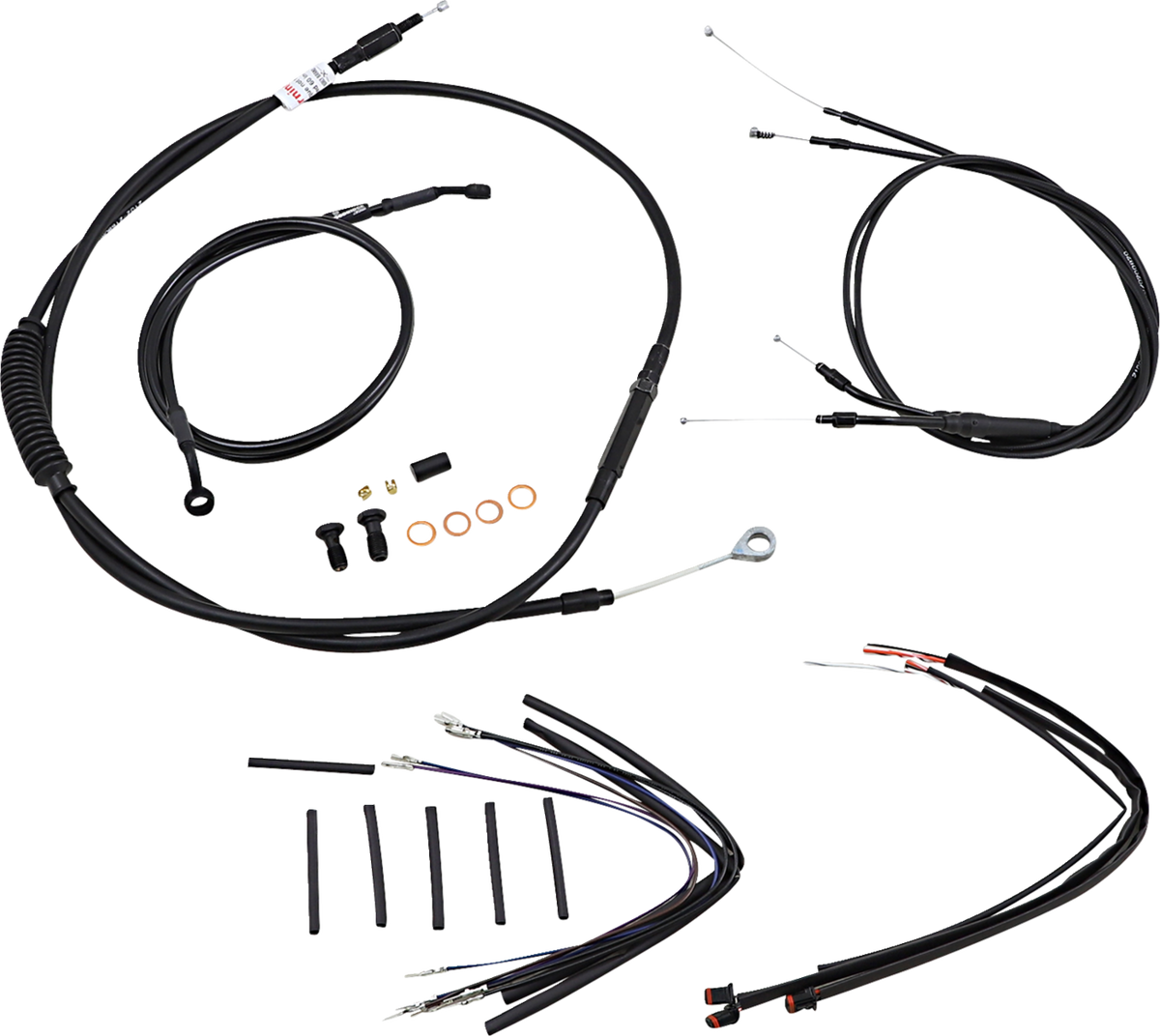 Burly Brand Jail Bar Cable Kit - 14" Handlebars - Black Vinyl - '12-'17 Dyna