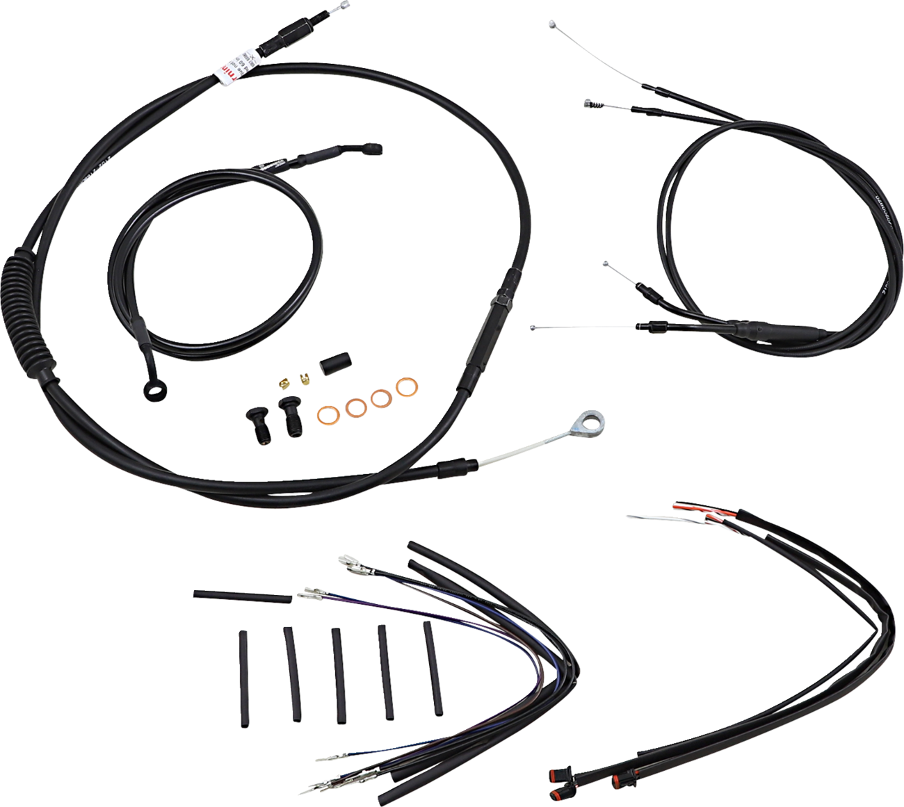 Burly Brand Jail Bar Cable Kit - 14" Handlebars - Black Vinyl - '12-'17 Dyna