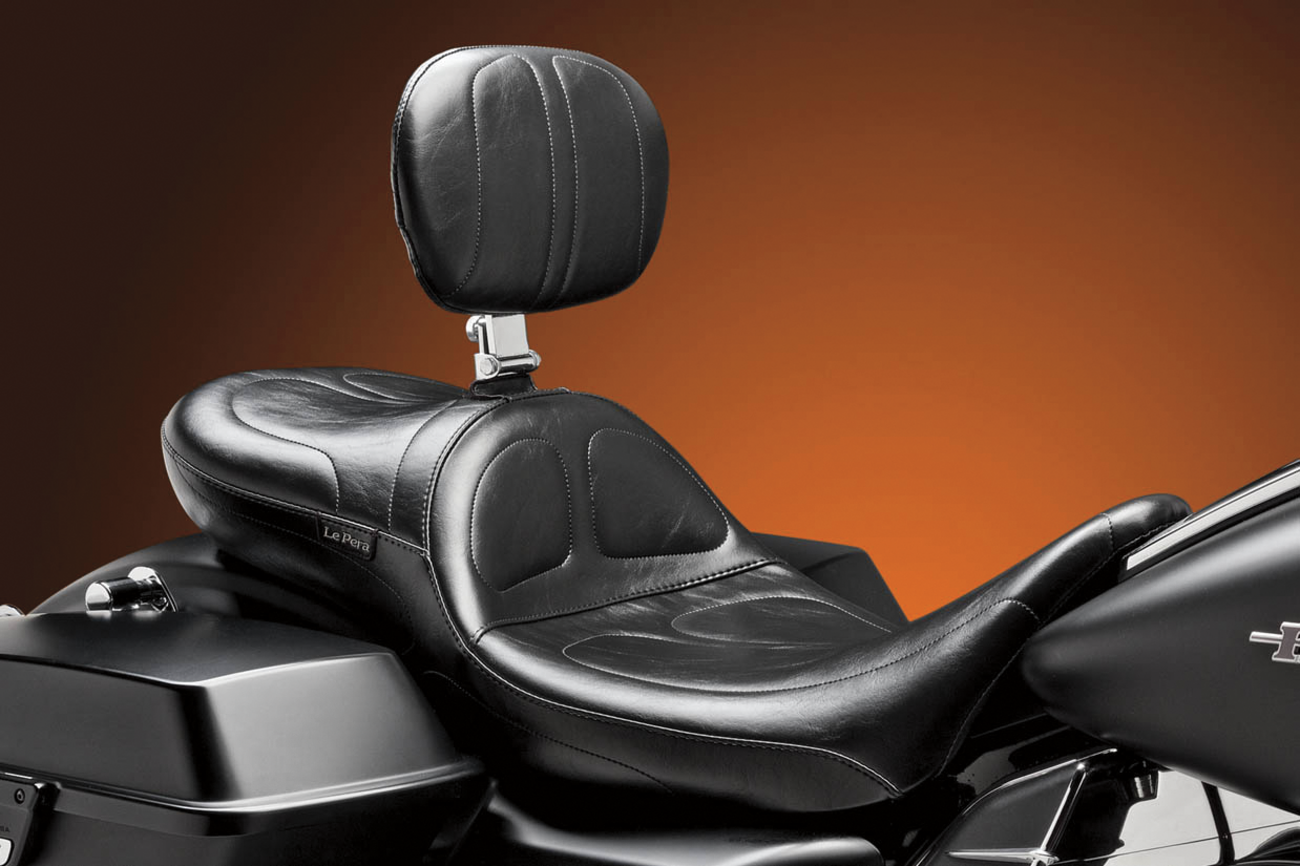 Le Pera Maverick Daddy Long Legs Seat - With Backrest - Black - Stitched - FL '08-'23
