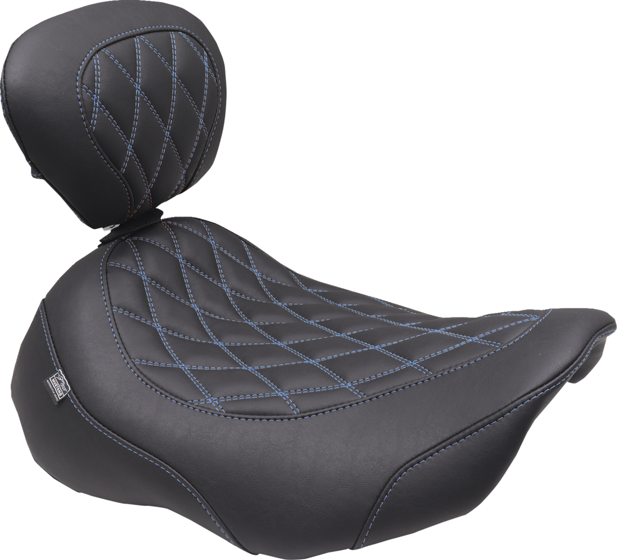 Mustang Wide Tripper™ Seat - Solo - Sky Blue Stitching - FLT/FLH '23-'25