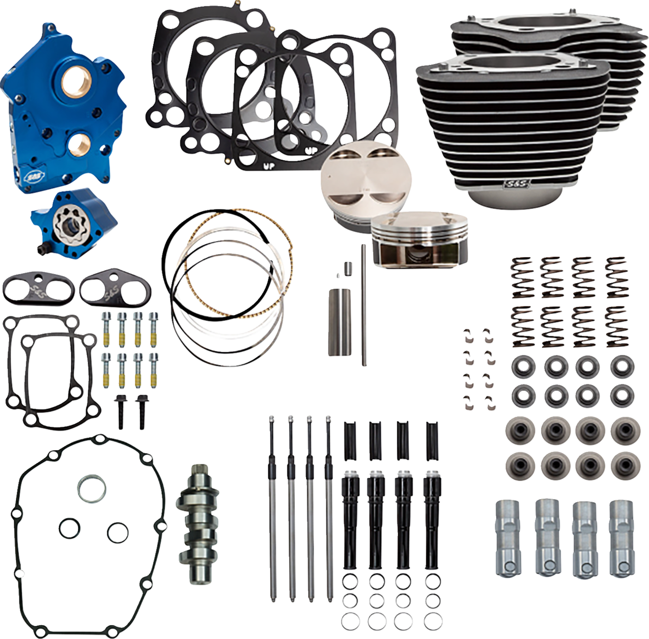 S&S Cycle Power Pack - Water Cooled - 550C - Wrinkle Black W/Highlight - Black Pushrod Tubes - M8