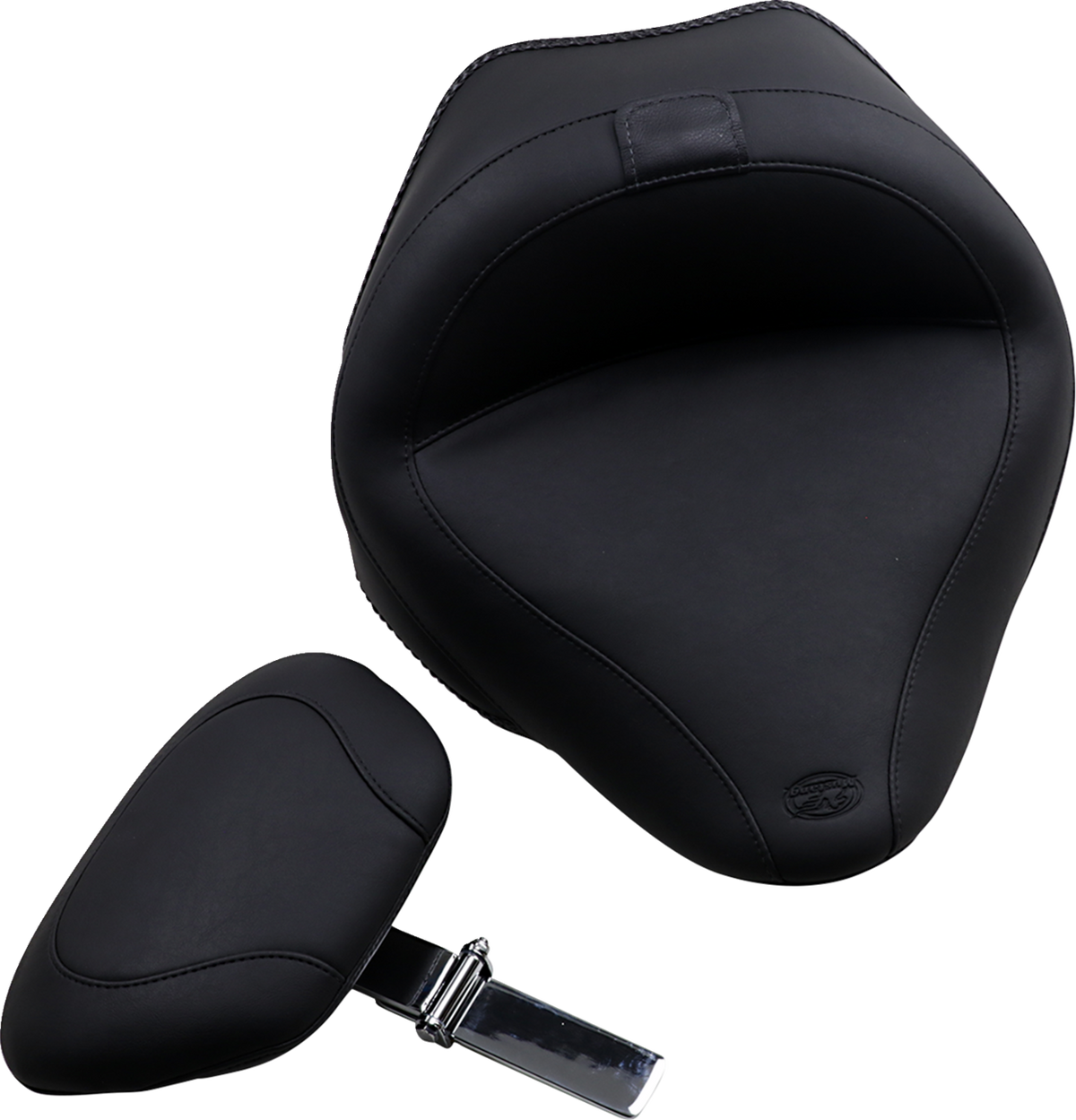 Mustang Wide Solo Seat - With Backrest - Vintage - Black - Smooth - FL/FX '11-'17