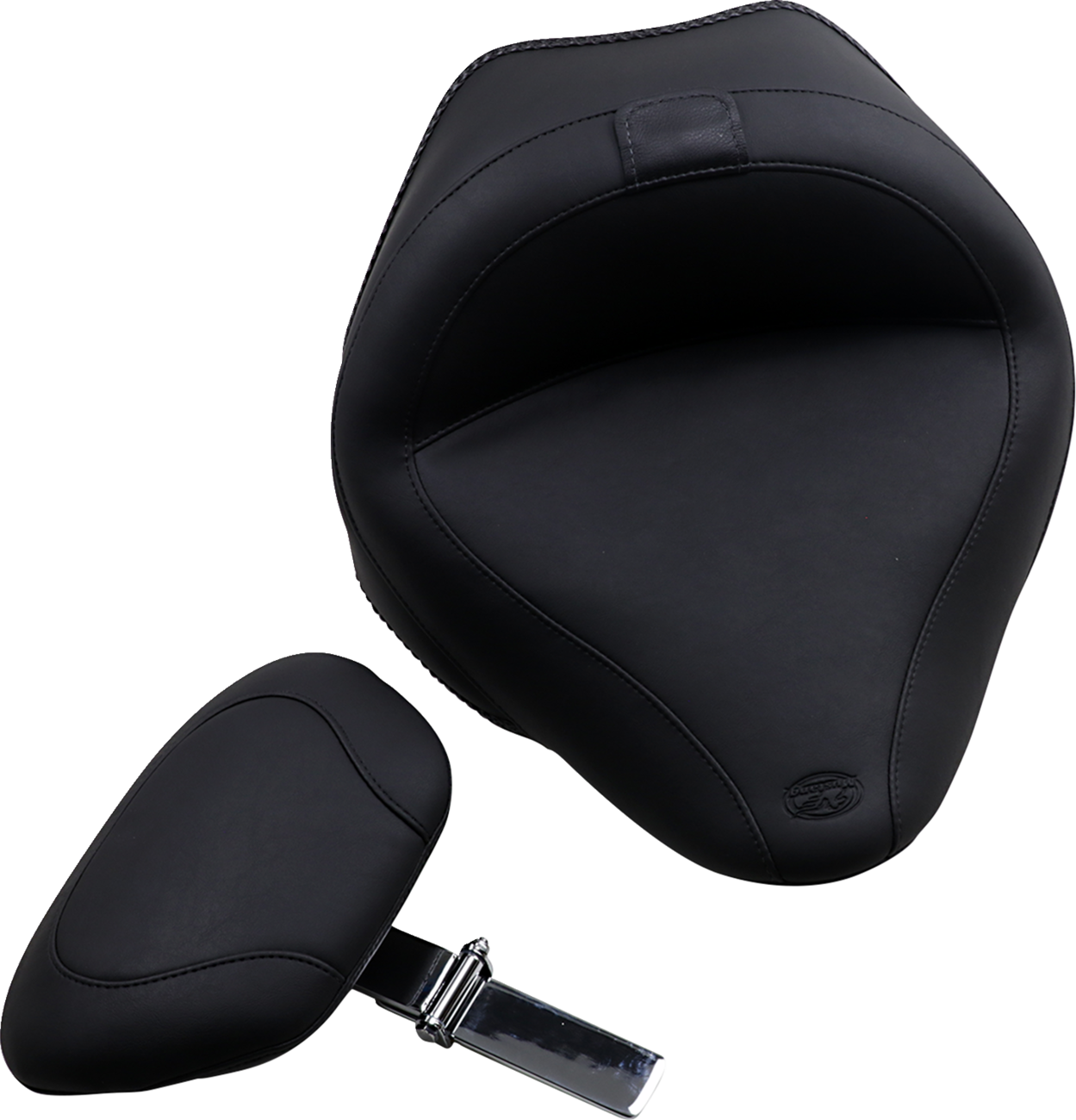 Mustang Wide Solo Seat - With Backrest - Vintage - Black - Smooth - FL/FX '11-'17