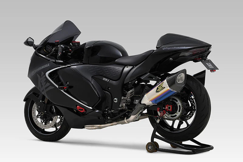 Yoshimura HAYABUSA 2021-23 JMCA RACE R-11Sq R TITANIUM FULL SYSTEM WITH TITANIUM BLUE SLEEVE