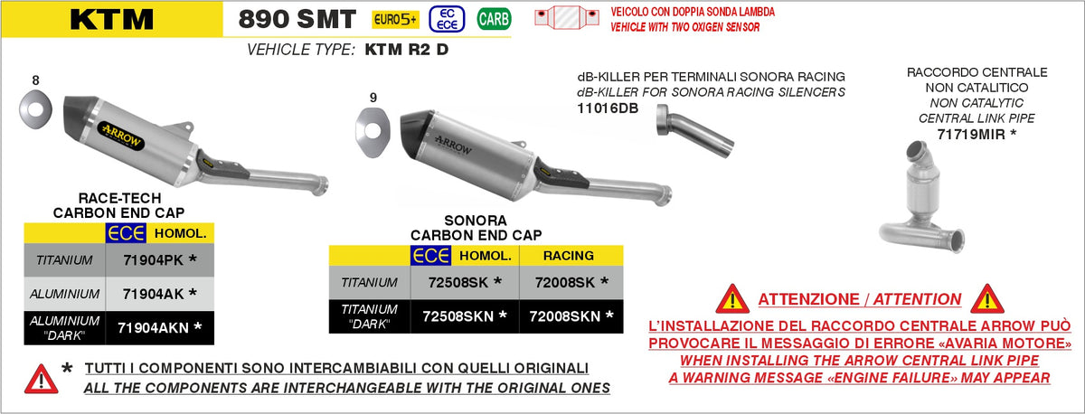 Arrow 71719MIR Non Catalized Mid-Pipe
