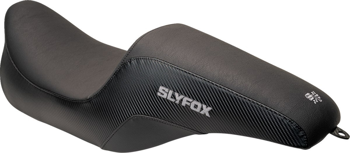 Slyfox Drifter Seat - Gray Logo - Smooth Vinyl - Carbon Fiber - FL '97-'07