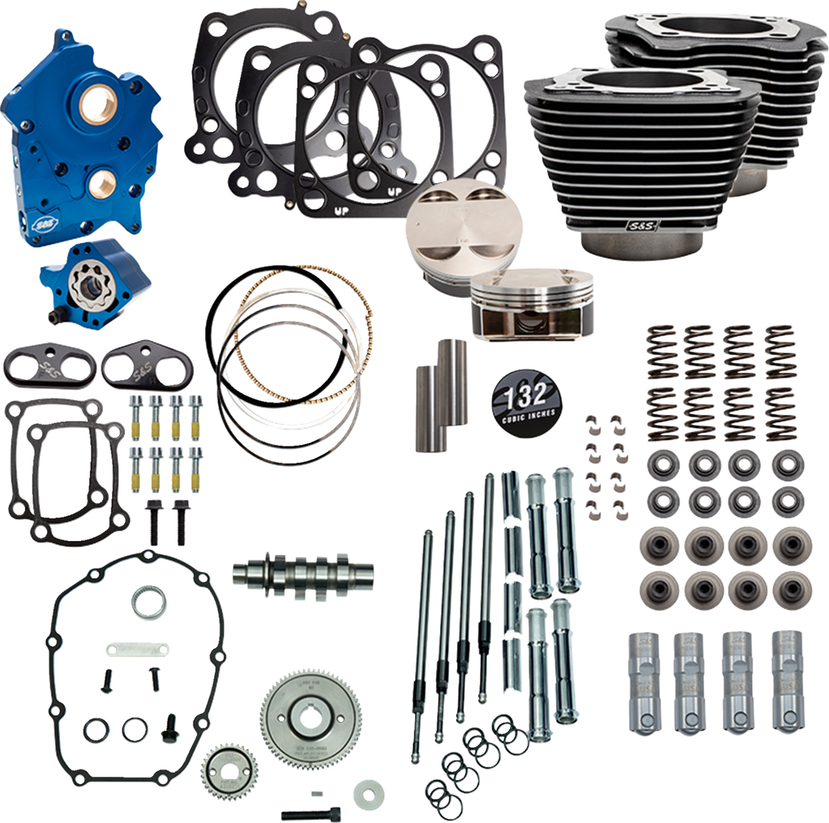 S&amp;S Cycle Power Pack - Oil Cooled - 550G - Black Granite W/Highlight - Chrome Pushrod Tubes - 114"/117" M8