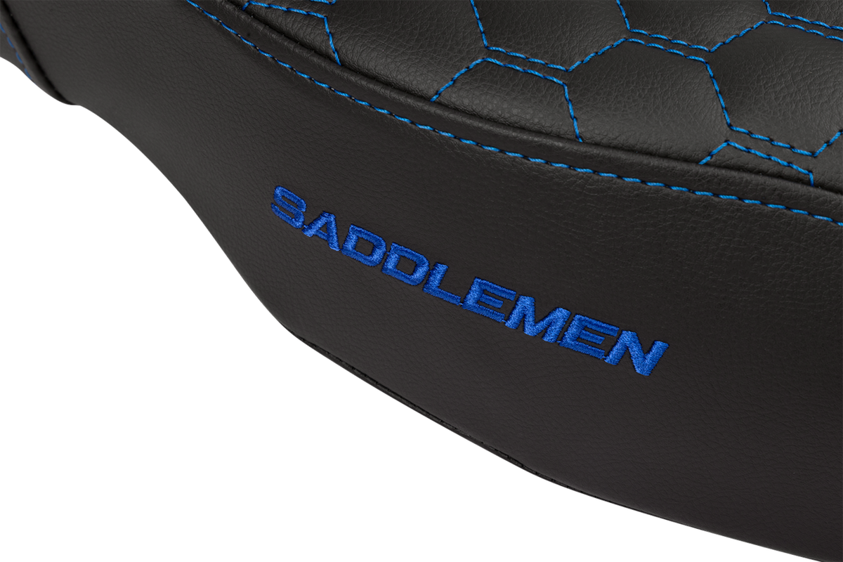 Saddlemen Step-Up Seat - Honeycomb - Extended Reach - Blue Stitching - FL '08-'23