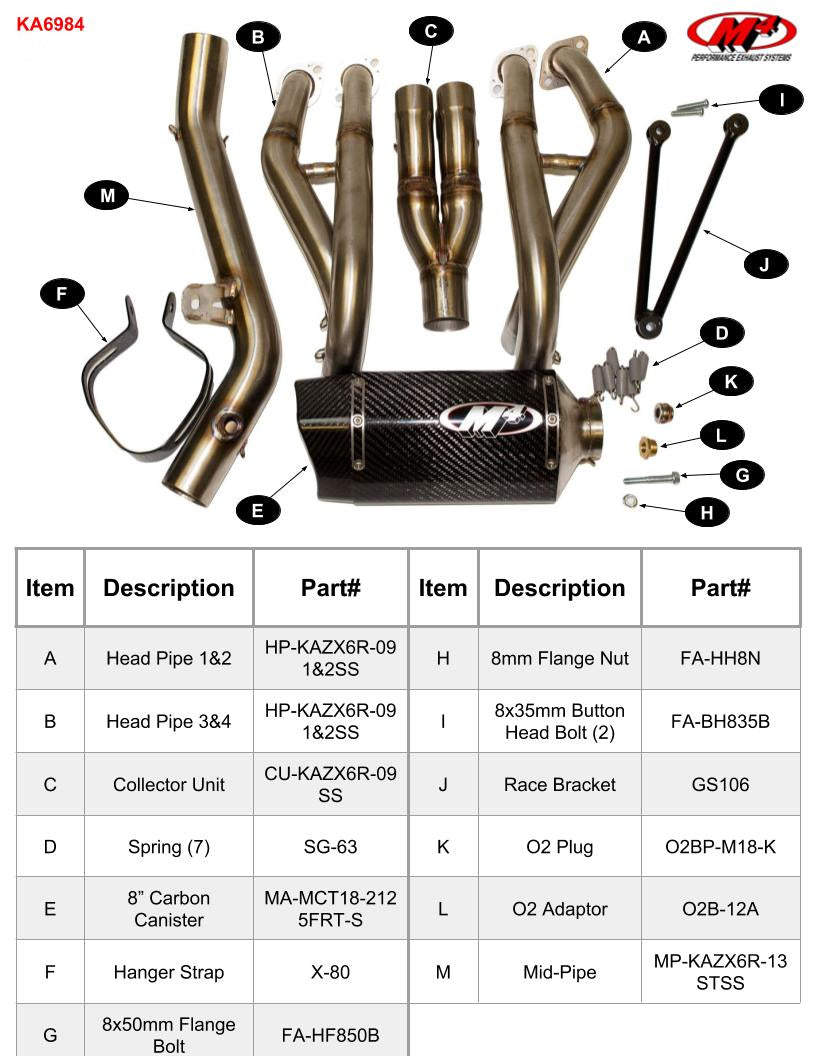 M4 Exhaust KA6984 Component Key
